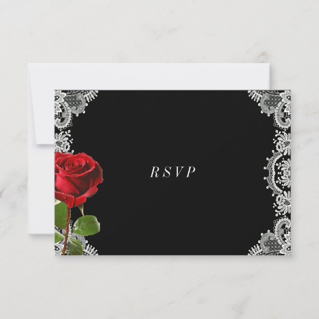 Romantische Rote Rose Schöne Hochzeit RSVP Karte (Vorderseite)