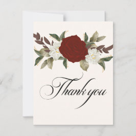 Romantische Rote Rose Tiefenfarben Hochzeit Floren Dankeskarte