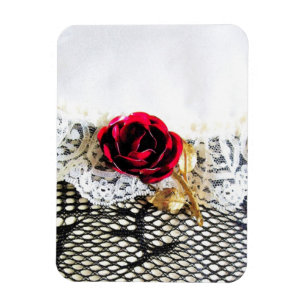 Romantische rote Rose und Weiß Magnet