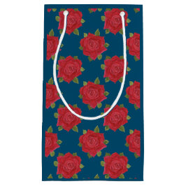Romantische Rote Rosen auf Blue Custom Medium Gesc Kleine Geschenktüte