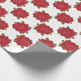 Romantische Rote Rosen auf weißem Geschenkpapier
