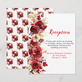 Romantische Rote Rosen Blumenhochzeit Empfang Begleitkarte