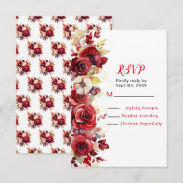 Romantische Rote Rosen Blumenhochzeit RSVP Karte