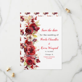 Romantische Rote Rosen Blumenhochzeit Save The Date