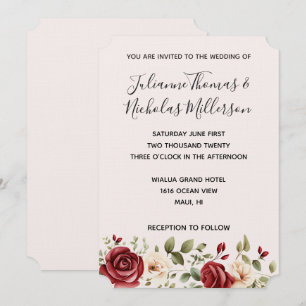 Romantische Rote Rosen Blütenrot Rosa Hochzeit Einladung