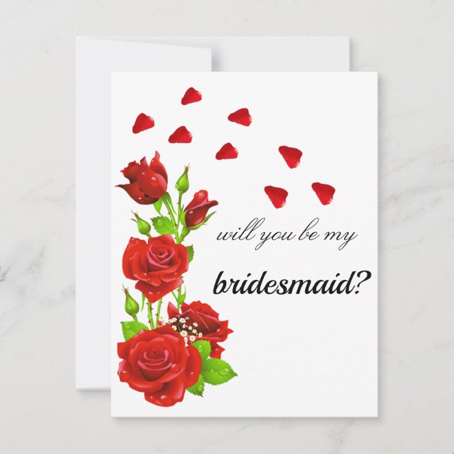 Romantische Rote Rosen Bridesmaid Vorschlag Note C Mitteilungskarte (Vorderseite)