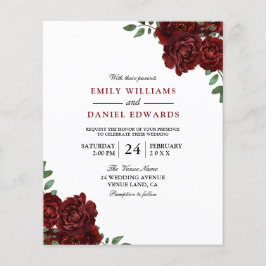 Romantische Rote Rosen Budget Hochzeitseinladung