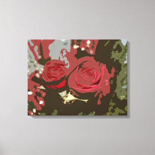 Romantische Rote Rosen Digitale Kunst überwundene  Leinwanddruck