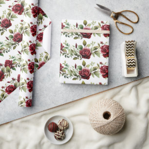 Romantische Rote Rosen Geschenkpapier