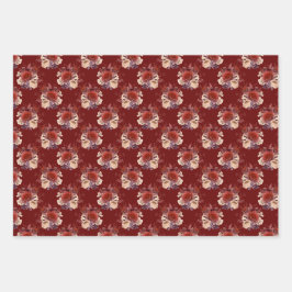 Romantische Rote Rosen Geschenkpapier Set