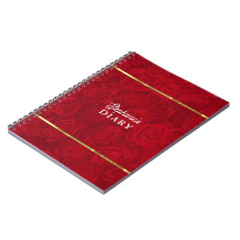 Romantische Rote Rosen Gold Streifen Akzent Notizblock