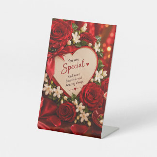 Romantische rote Rosen & Jasmin Du bist etwas Beso Sockelschild