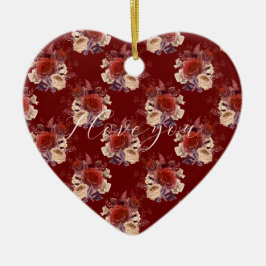 Romantische Rote Rosen Keramik Ornament