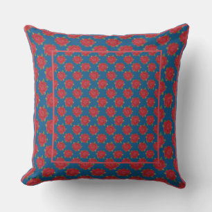 Romantische Rote Rosen Muster auf Deep Blue Kissen
