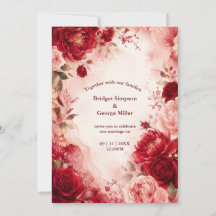 Romantische rote Rosen-Pfingstrosen-Hochzeit
