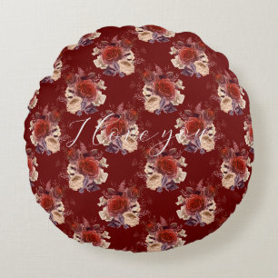 Romantische Rote Rosen Rundes Kissen
