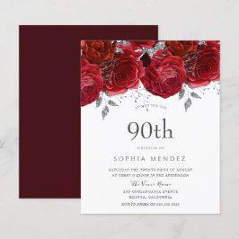 Romantische Rote Rosen Silver 90. Geburtstag Einla