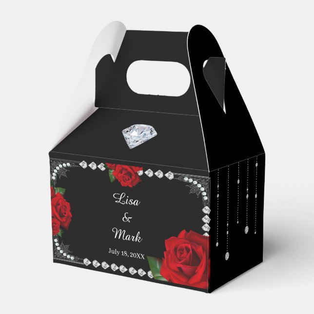 Romantische Rote Rosen und Diamanten Geschenkschachtel (Vorderseite)