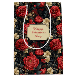 Romantische Rote Rosen und Vanilla Weiße Blume Mittlere Geschenktüte