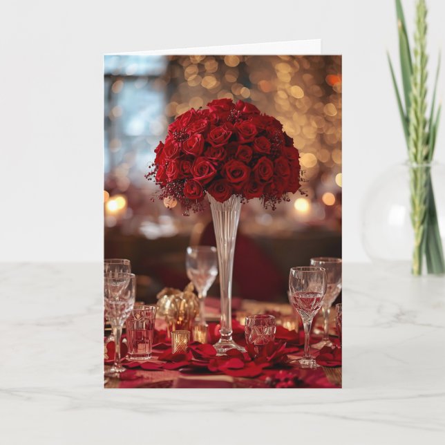 Romantische rote Rosen Valentinstag Liebesbotschaf Karte (Vorderseite)