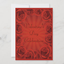 Romantische Rote Rosen Valentinstag Party Einladung