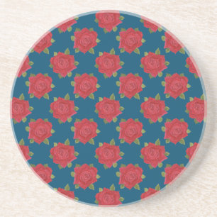 Romantische Rote Rosen zum Blue Round Sandstone Un Getränkeuntersetzer