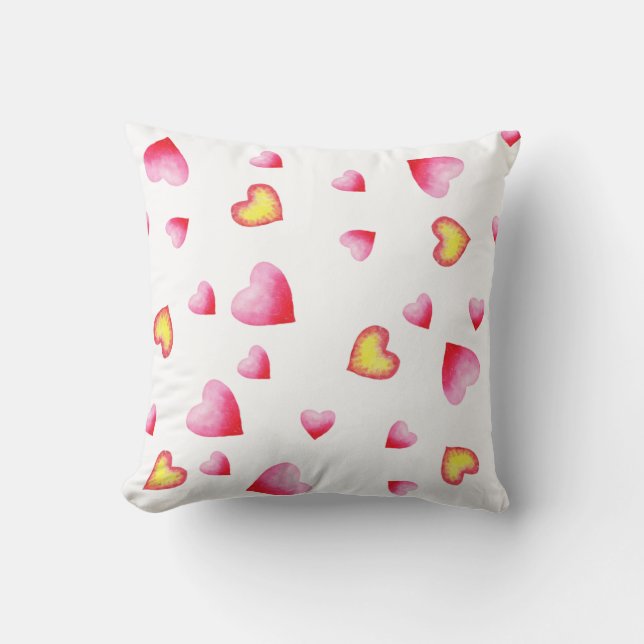 Romantische Rote Wasserfarbe Herz Valentine Throw  Kissen (Vorderseite)