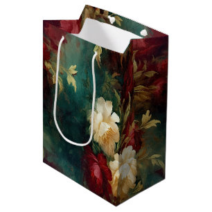 Romantische rote weiße Blumen Brautparty Hochzeit Mittlere Geschenktüte