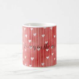 Romantische rote weiße Streifen Herzen Liebe Kaffeetasse