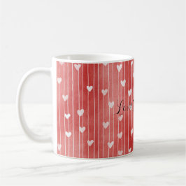 Romantische rote weiße Streifen Herzen Liebe Kaffeetasse