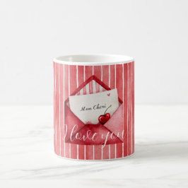 Romantische rote weiße Streifen Mon Cheri Liebe Kaffeetasse