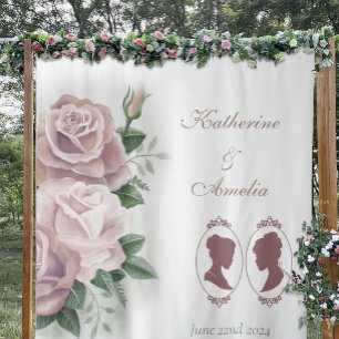 Romantische Rotschimmer-Regency-Hochzeit für Lesbe Wandteppich
