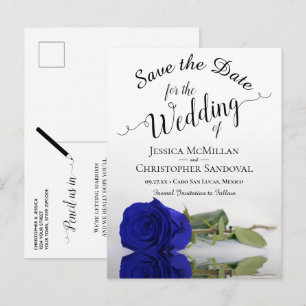 Romantische Royal Blue Rose Wedding Save the Date Ankündigungspostkarte