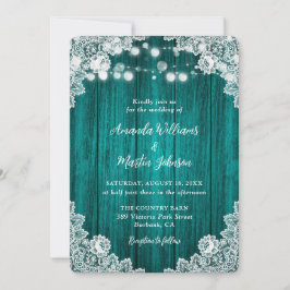 Romantische Rustikale Aquamarine Holzlace Hochzeit Einladung