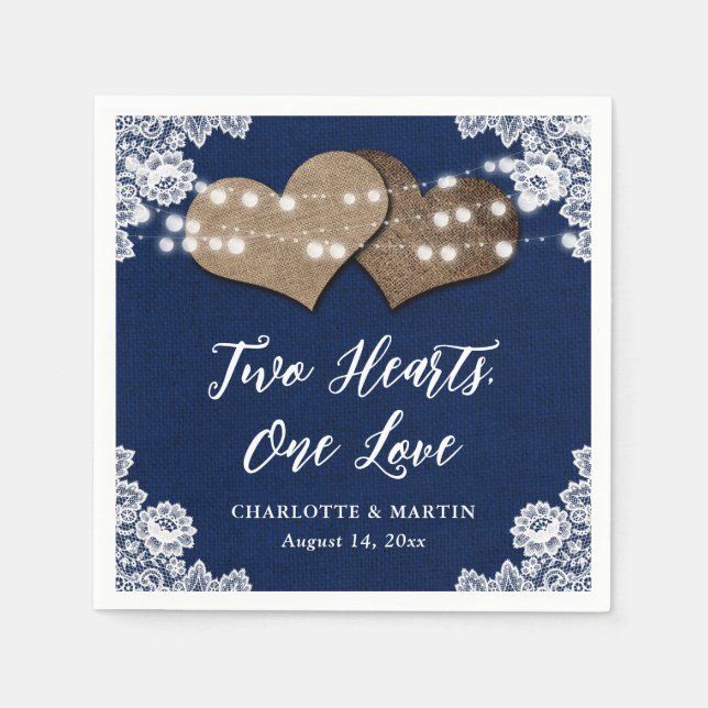Romantische Rustikale Hochzeit in Burlap und Lace  Serviette (Vorderseite)