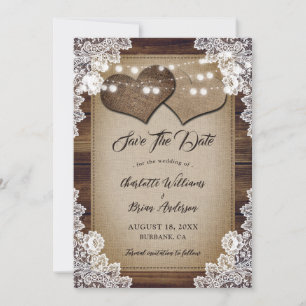 Romantische Rustikale Hochzeit mit Laubholz Save The Date