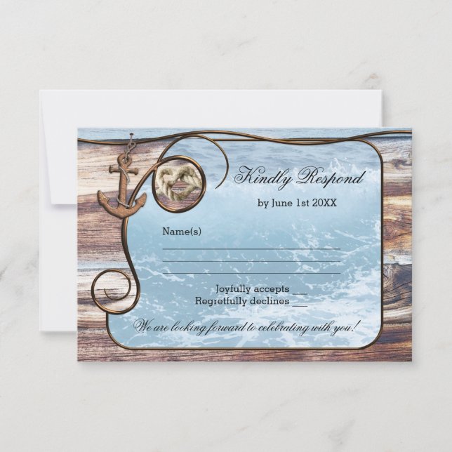 Romantische Rustikale Hochzeitskarte RSVP Karte (Vorderseite)