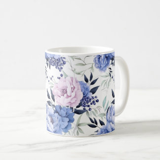 Romantische Rustikale Tasse Rosa und Blauer Peonie