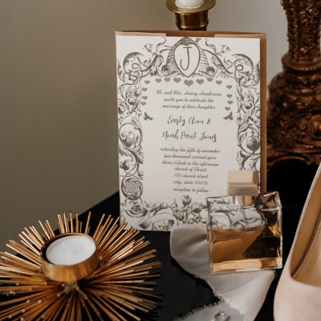 Romantische Rustikale Vintage Bienenstockblume Blu Einladung (Von Creator hochgeladen)