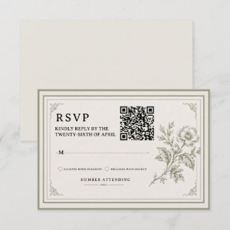 Romantische Sage-Grün-Blumenhochzeit RSVP Karte