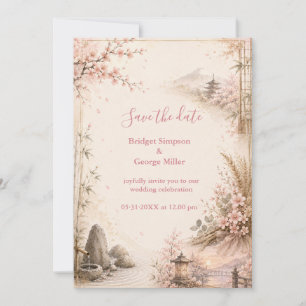 romantische Sakura-Botanik-Harmonie-Fusions-Hochze Einladung