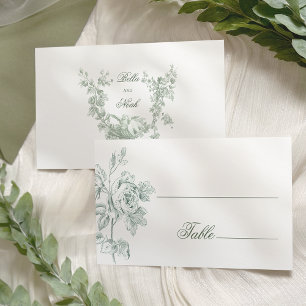 Romantische Salbei-Blumenhochzeit Platzkarte