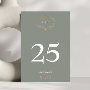 Romantische Salbei-Klassik Tischnummer