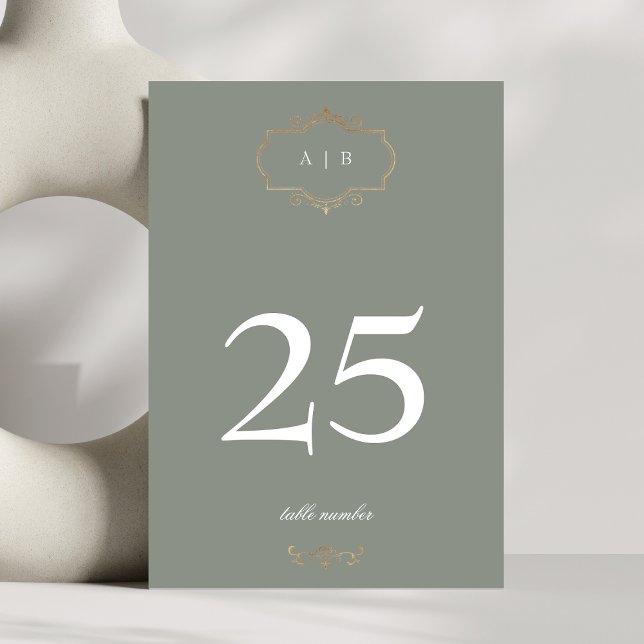 Romantische Salbei-Klassik Tischnummer (Von Creator hochgeladen)