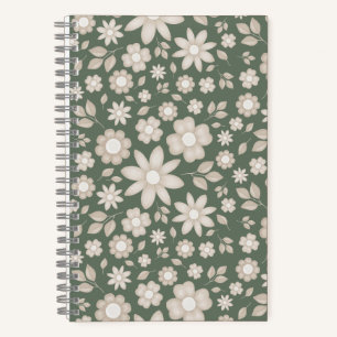 Romantische Salbeigrüne Wasserfarben Florale Botan Notizbuch