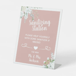 Romantische sanfte Blume Hochzeit covid sanitizing Sockelschild