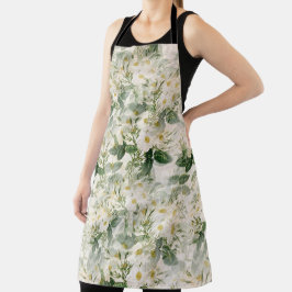 Romantische sanfte weiße Blume und grüne Blätter Schürze