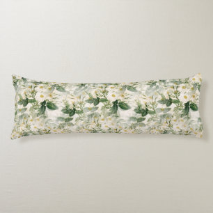 Romantische sanfte weiße Blume und grüne Blätter Seitenschläferkissen