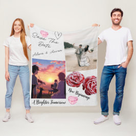 Romantische Save-The-Date-Hochzeitscollage Fleecedecke