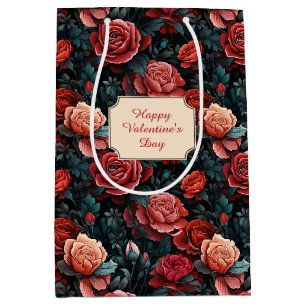 Romantische Schattierungen roter Rosen Mittlere Geschenktüte